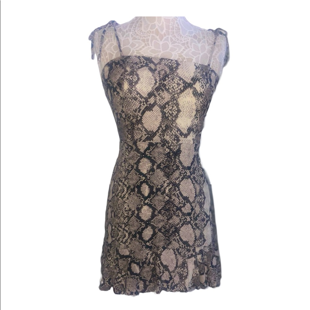 EXPRESS XS Snakeskin Print Mini Dress w/ Spaghetti Tie Straps